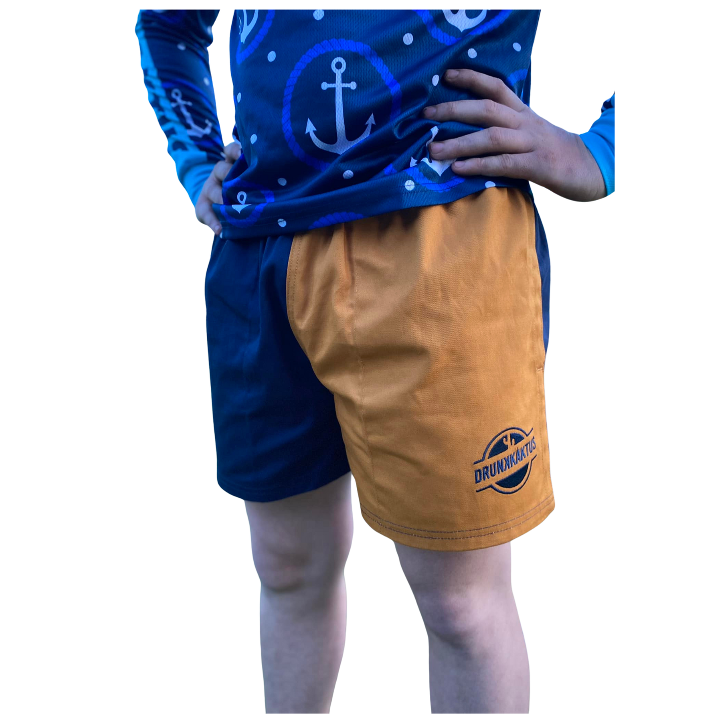 RUGGERS - NAVY/MUSTARD DRILL SHORTS