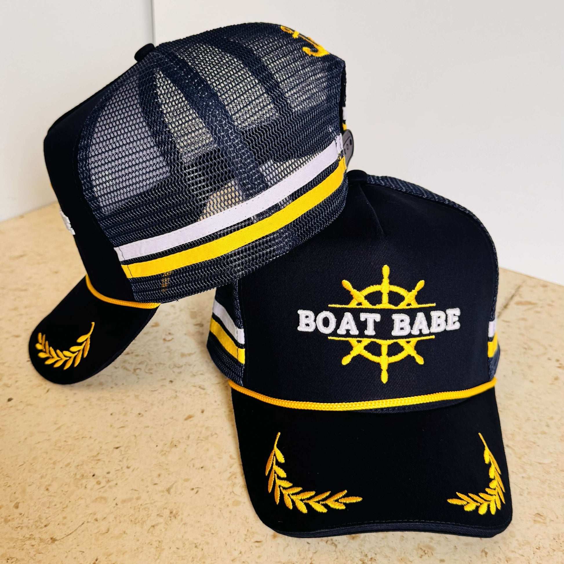 Boat Babe - High Profile Trucker Cap with 59cm adjustable snapback and breathable mesh