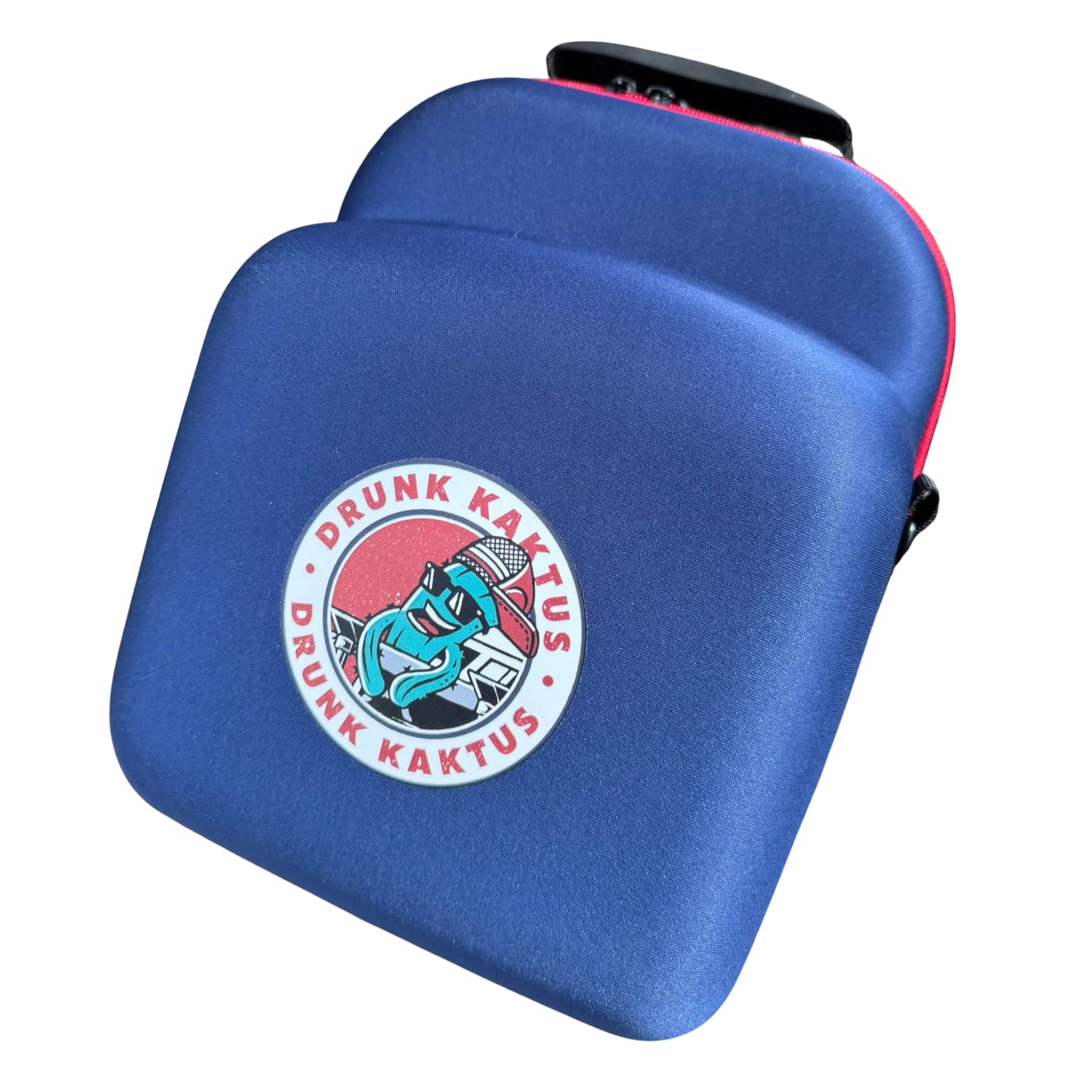 Blue case with 'Drunk Kaktus' logo on a white background