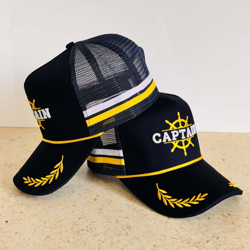 Captain - High Profile Trucker Cap - Crew High-Profile Mesh Cap with Structured Crown and Adjustable Snapback