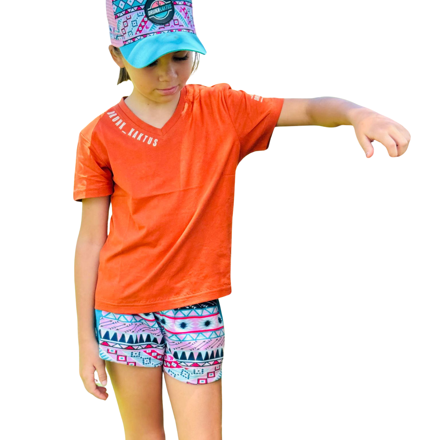 KIDS COTTON T Orange Cotton V-Neck T-Shirt made from soft 100% cotton, short sleeves, unisex design, available in kids sizes 2 to 16
