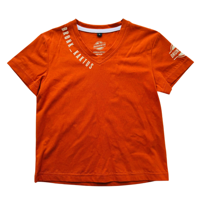 KIDS COTTON T Orange Cotton V-Neck T-Shirt made from soft 100% cotton, short sleeves, unisex design, available in kids sizes 2 to 16.