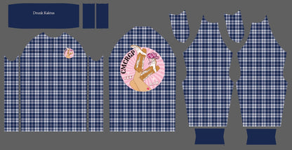 LADIES SUN SHIRT - BLUE PLAID