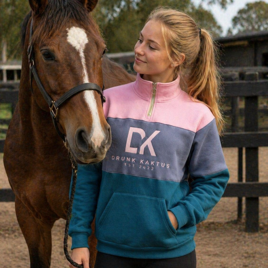 KIDS - QUARTER-ZIP FLEECED PULLOVER PINK - PREORDER